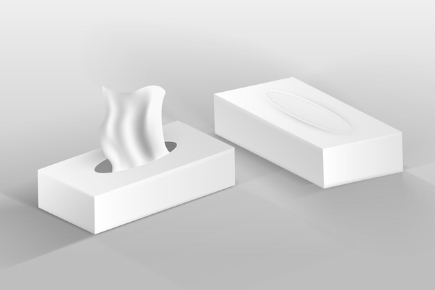 Illustrazione realistica del modello della scatola del tessuto