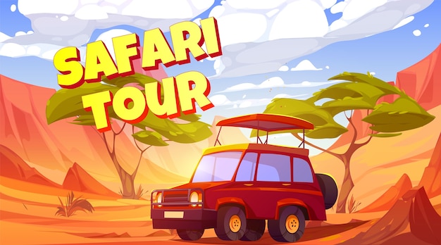 Illustrazione realistica del tour safari