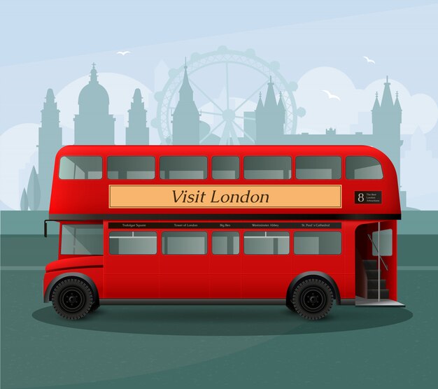 Illustrazione realistica dell&#39;autobus a due piani di Londra