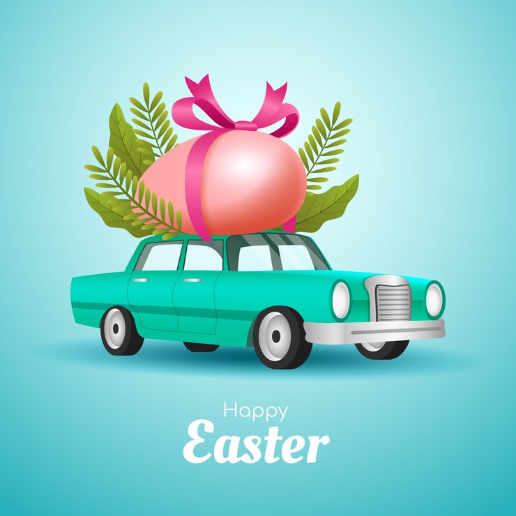 Vettore gratuito illustrazione realistica dell'automobile di pasqua