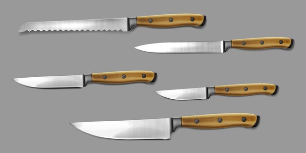 Illustrazione realistica della collezione di coltelli