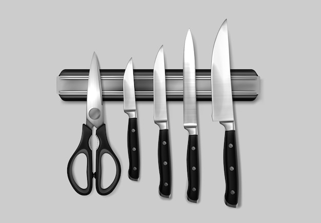 Illustrazione realistica della collezione di coltelli