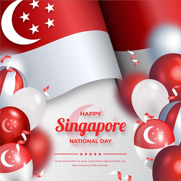 Illustrazione realistica della festa nazionale di Singapore