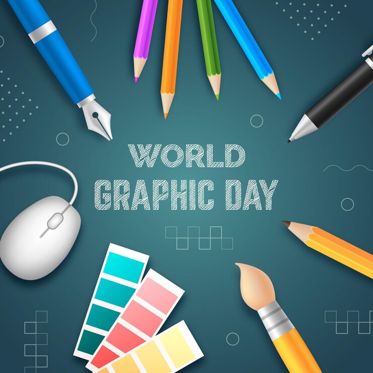Vettore gratuito illustrazione realistica della giornata della grafica mondiale