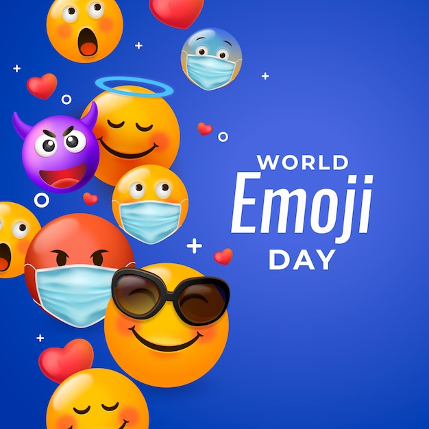 Illustrazione realistica della giornata mondiale delle emoji con emoticon