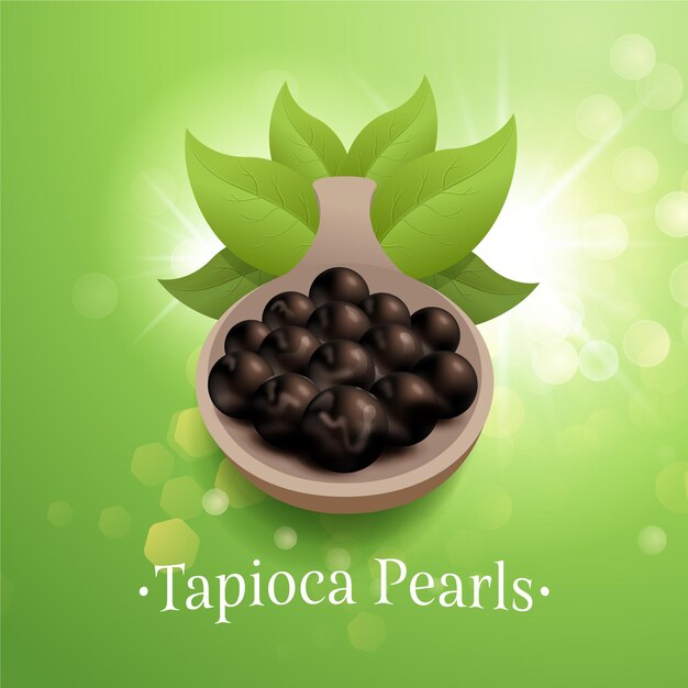 Illustrazione realistica delle perle di tapioca
