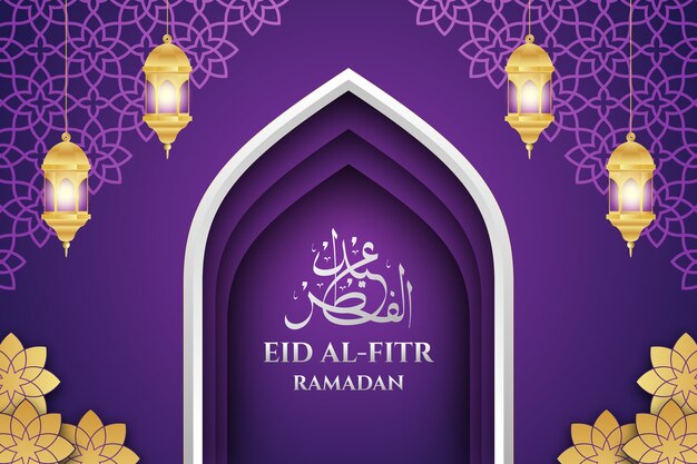 Illustrazione realistica di eid al-fitr