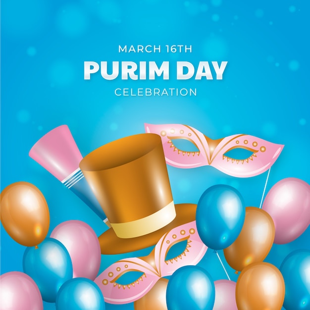 Illustrazione realistica di purim felice