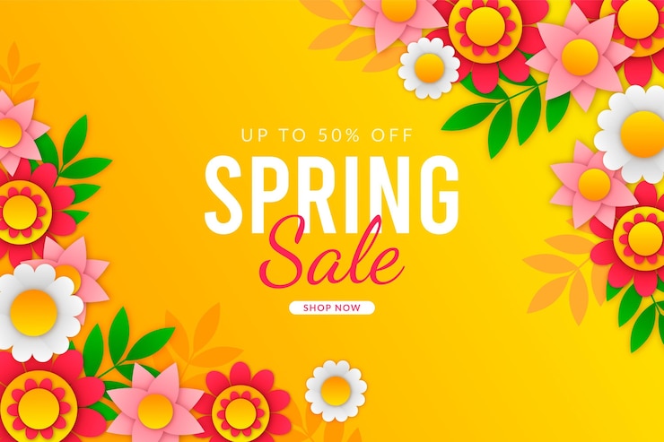 Vettore gratuito illustrazione realistica di vendita di primavera in stile carta