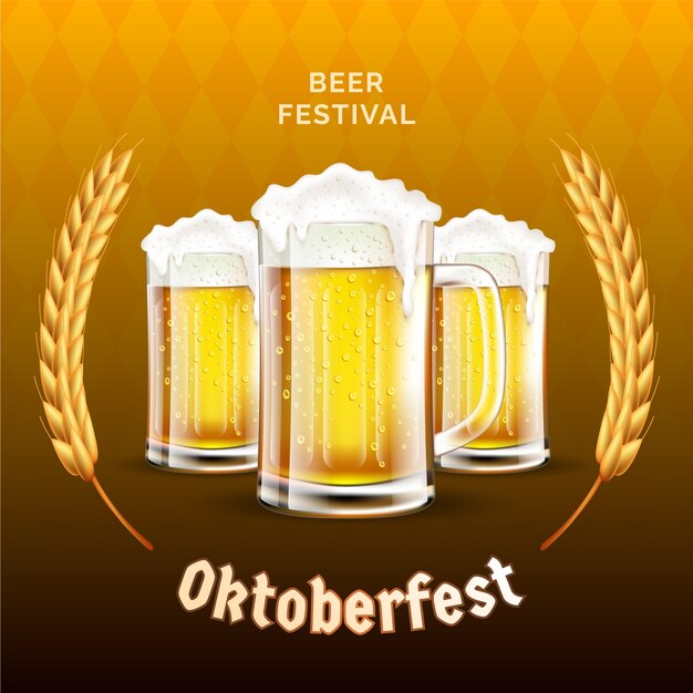 Illustrazione realistica per la celebrazione del festival della birra oktoberfest