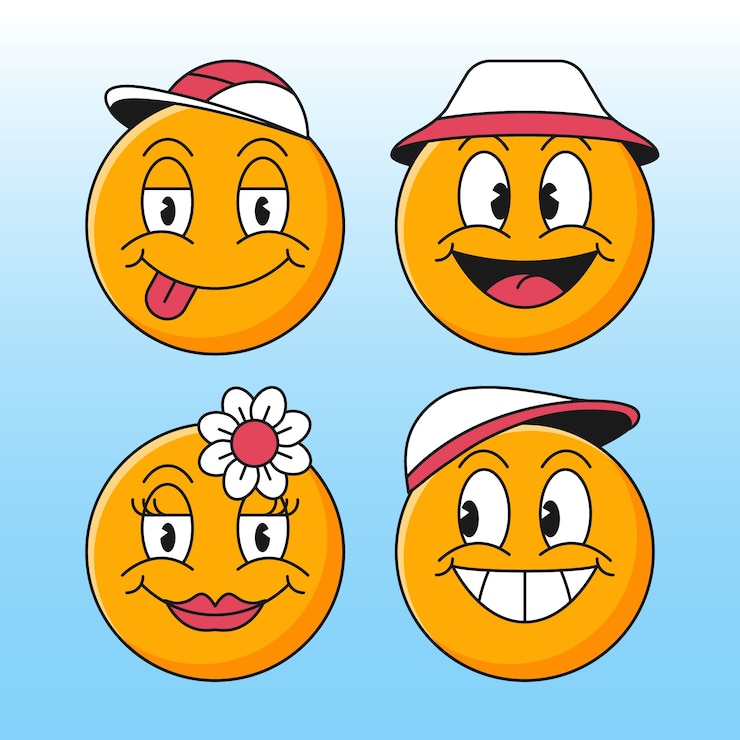 Vettore gratuito illustrazione retro di emoji sorridenti