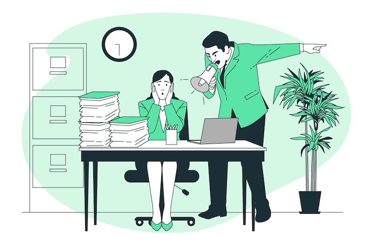 Vettore gratuito illustrazione rigorosa del concetto di capo