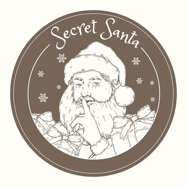 Illustrazione segreta di Babbo Natale disegnata a mano