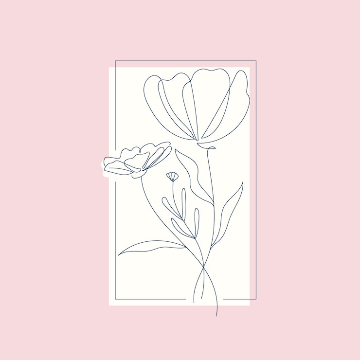 Vettore gratuito illustrazione semplice del contorno di un fiore disegnata a mano