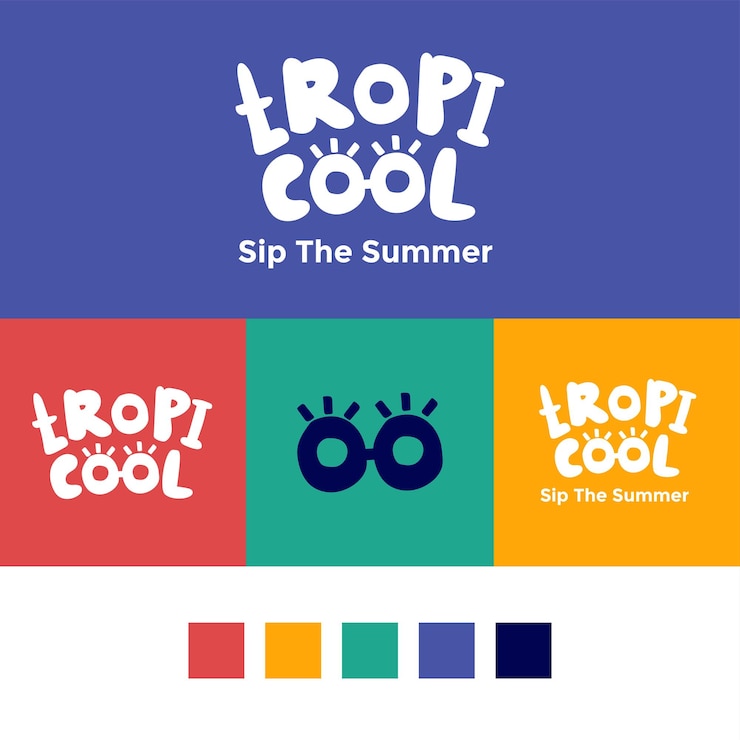 Vettore gratuito illustrazione set di marchi del logo tropicool