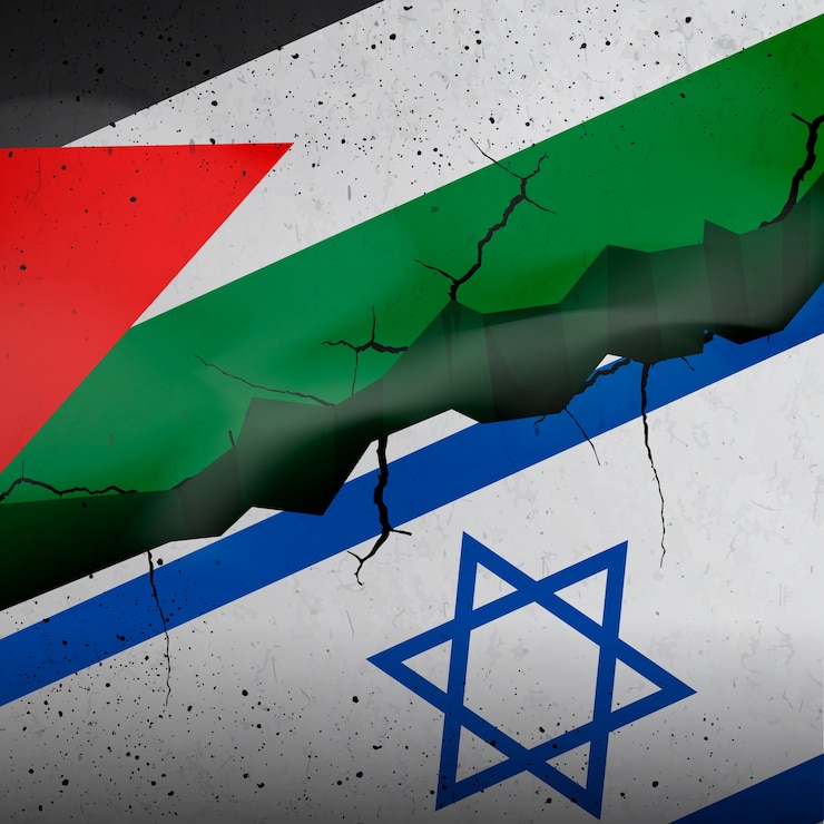 Vettore gratuito illustrazione sfumata delle bandiere di israele palestina