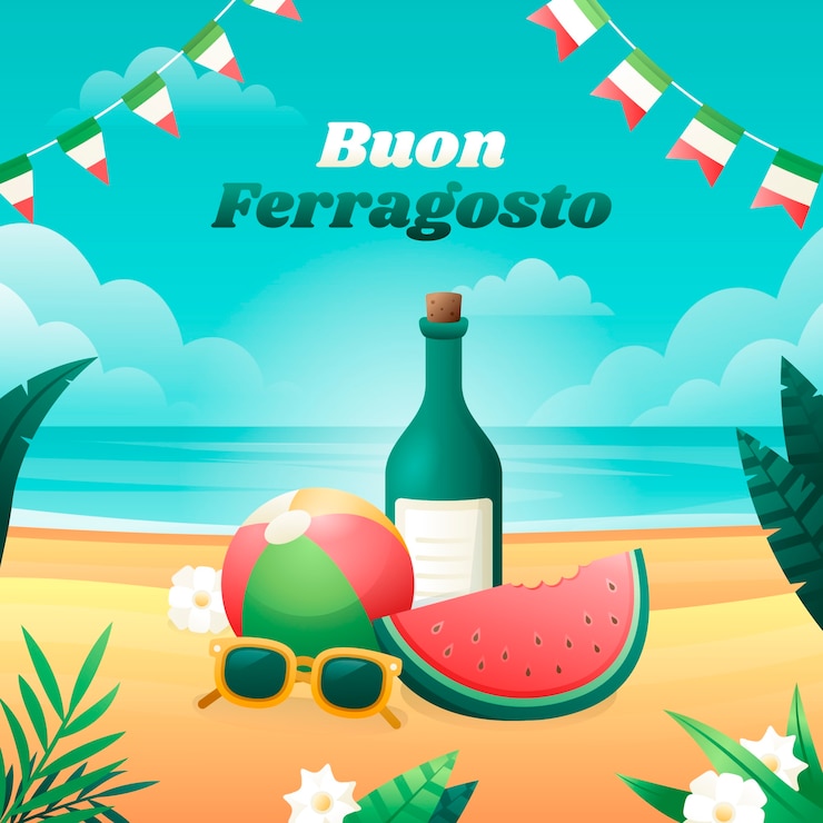 Vettore gratuito illustrazione sfumata per la celebrazione del ferragosto