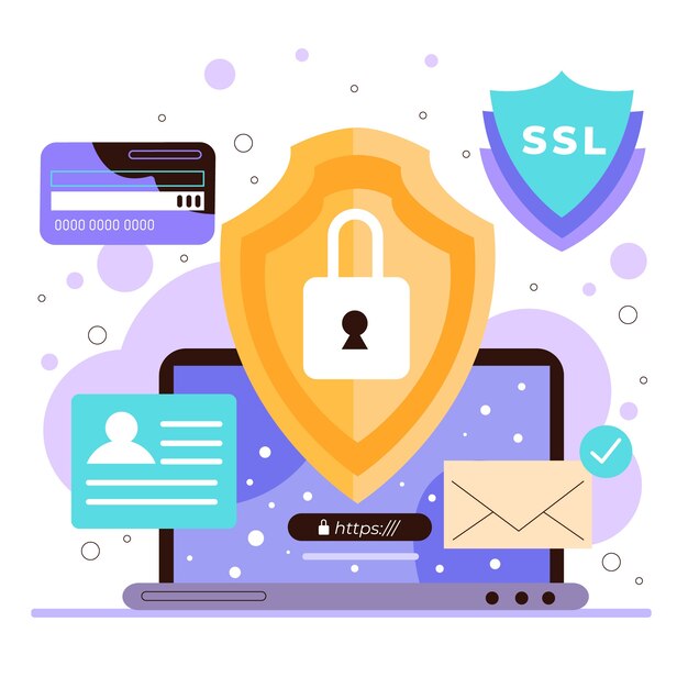 Illustrazione ssl design piatto disegnato a mano