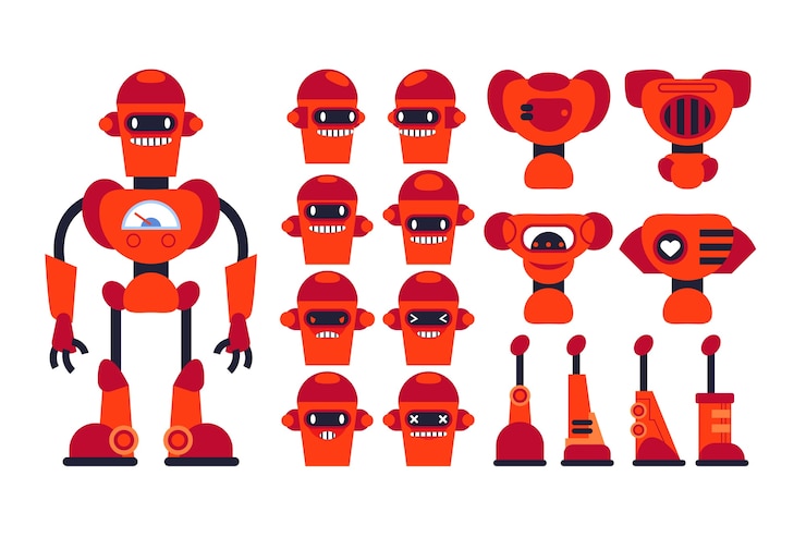 Vettore gratuito illustrazione stabilita del costruttore di caratteri del robot