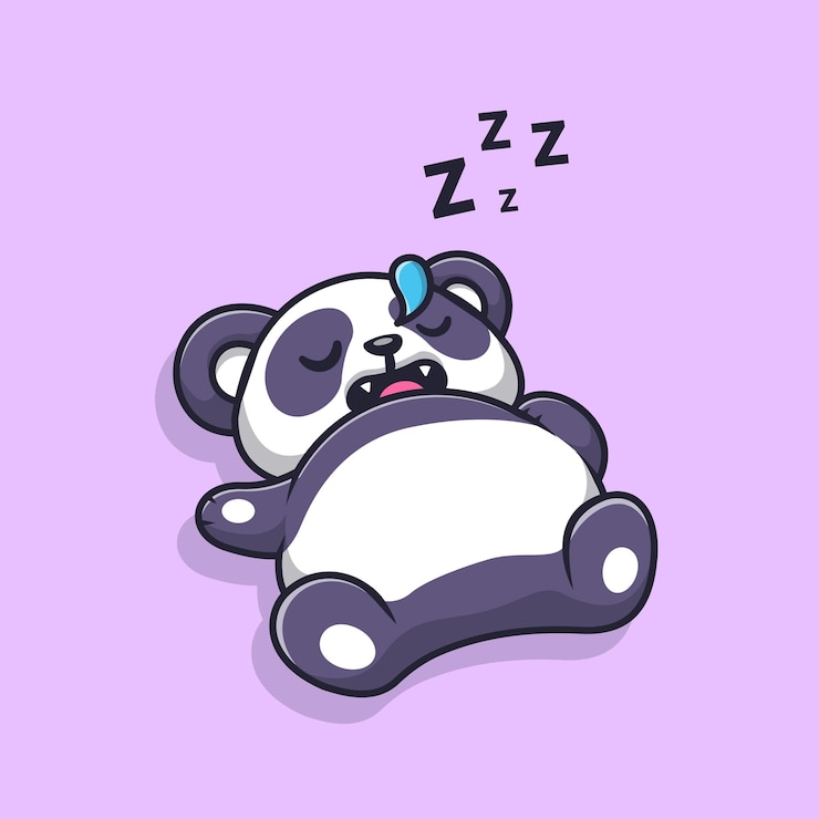 Vettore gratuito illustrazione sveglia dell'icona di vettore del fumetto di sonno del panda. concetto di icona natura animale piatto isolato