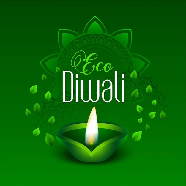 Illustrazione verde felice delle foglie di diwali di eco