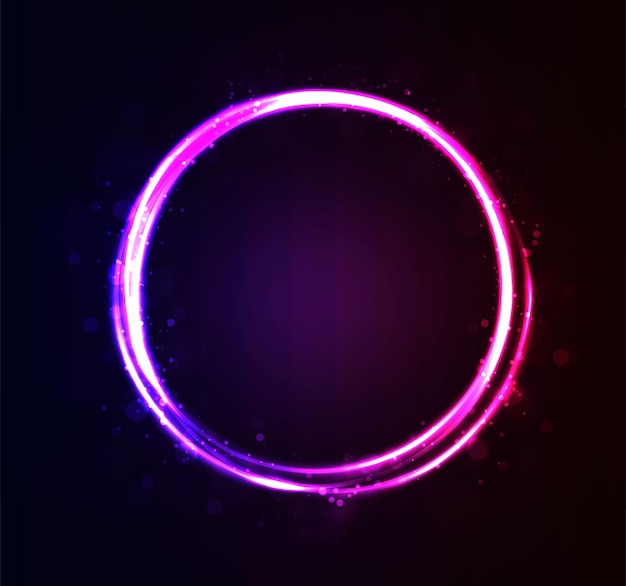 Illustrazione vettoriale Cerchio rotondo con fascino del portale Pusple con scintillii e bagliore al buio