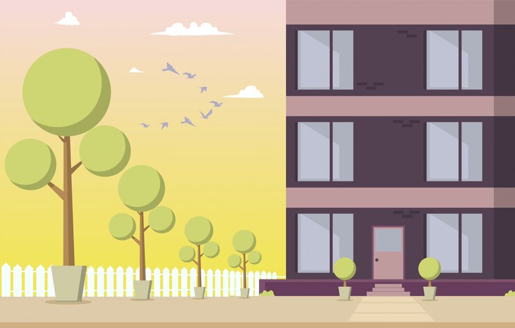 Vettore gratuito illustrazione vettoriale cortile residenziale