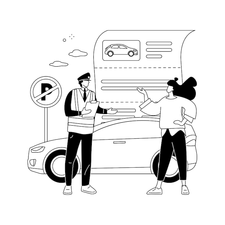 Vettore gratuito illustrazione vettoriale del concetto astratto delle multe per il parcheggio nessuna zona di parcheggio in luogo limitato penalità di addebito delle regole di avviso violazione del biglietto della multa pagamento online termine del veicolo parcheggiato metafora astratta