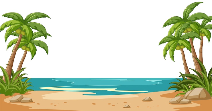 Vettore gratuito illustrazione vettoriale del paradiso della spiaggia tropicale