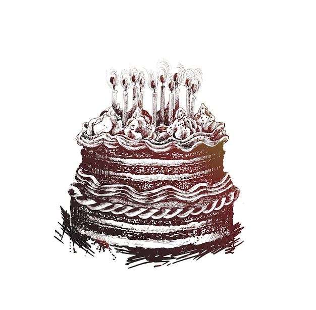 Illustrazione vettoriale dell'icona della torta di compleanno Torta di buon compleanno per la festa di compleanno con le candele