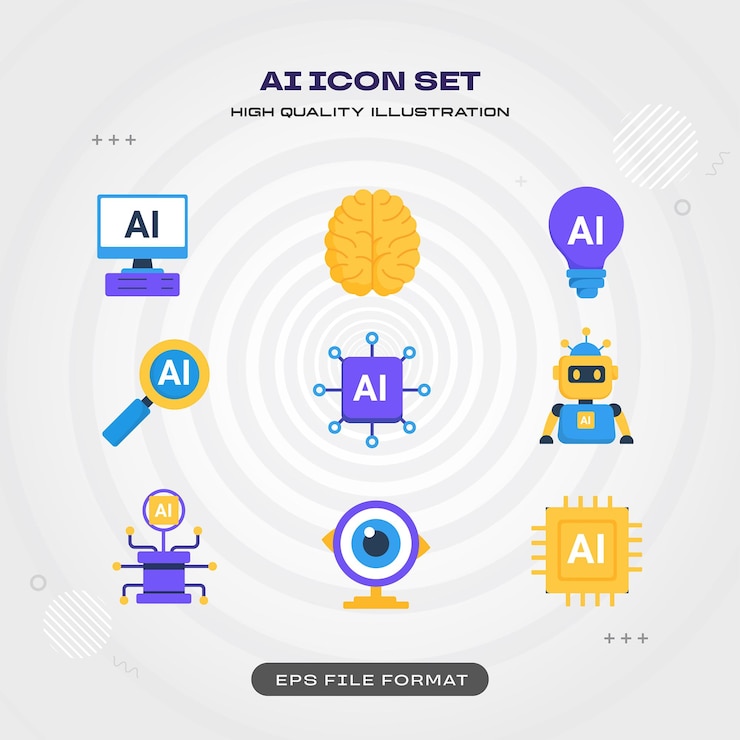 Vettore gratuito illustrazione vettoriale dell'icona di intelligenza artificiale