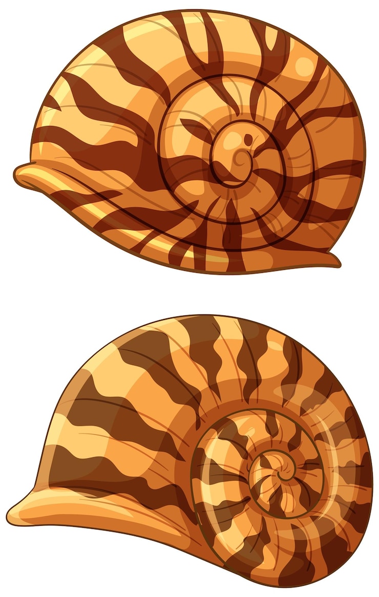 Vettore gratuito illustrazione vettoriale della conchiglia a righe del nautilus