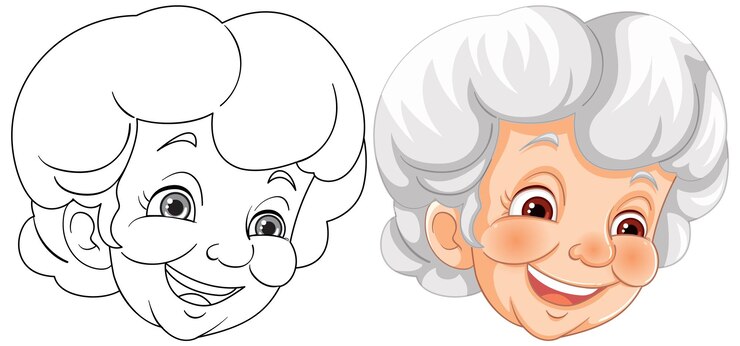 Vettore gratuito illustrazione vettoriale della nonna allegra