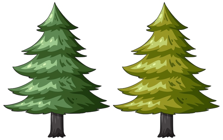 Vettore gratuito illustrazione vettoriale di alberi sempreverdi gemelli