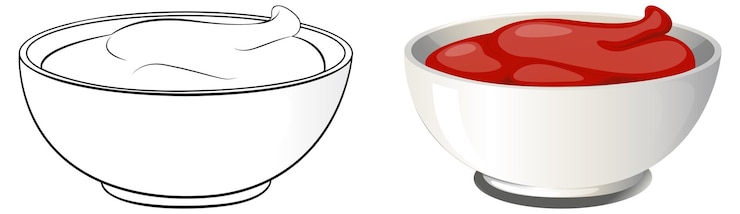 Vettore gratuito illustrazione vettoriale di ciotole con salse