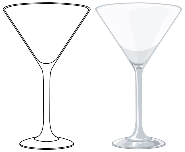 Vettore gratuito illustrazione vettoriale di eleganti bicchieri da martini