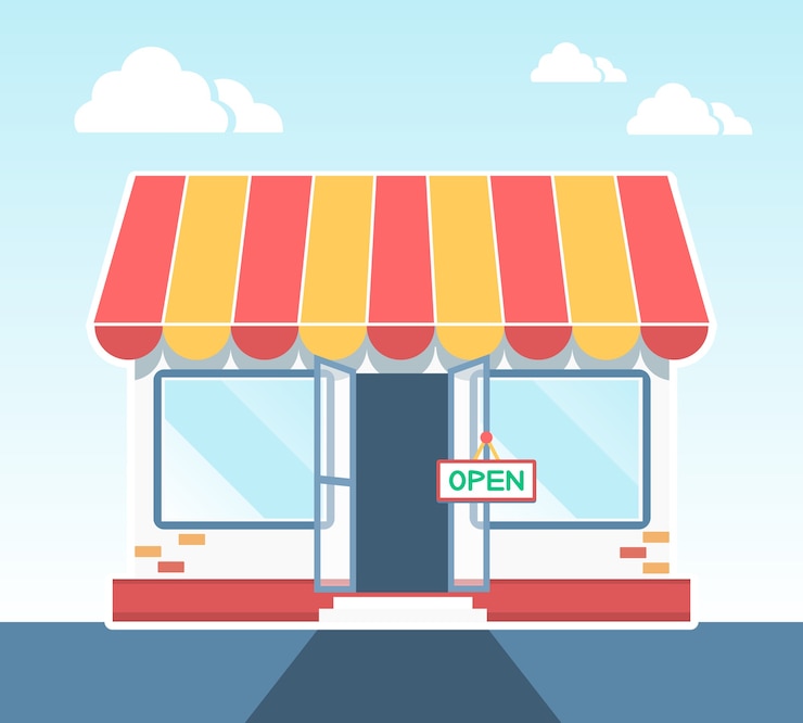 Vettore gratuito illustrazione vettoriale di negozio, negozio o mercato
