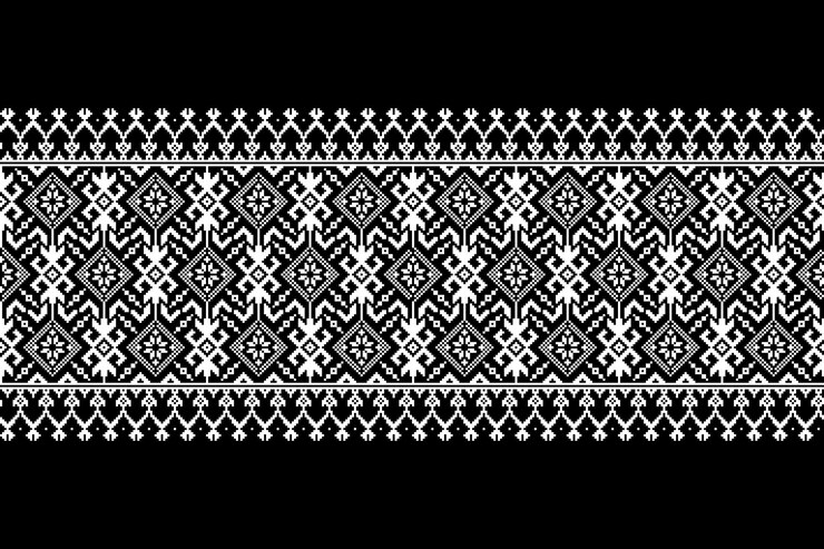 Vettore gratuito illustrazione vettoriale di ornamento popolare ucraino senza cuciture ornamento etnico elemento di confine tradizionale ucraino bielorusso arte popolare maglia ricamo motivo vyshyvanka