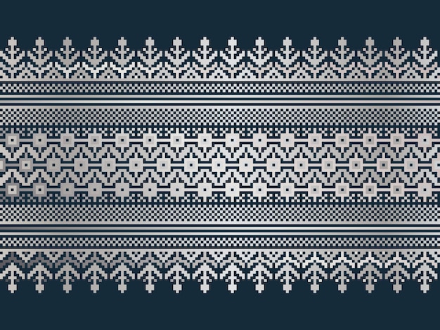 Illustrazione vettoriale di ornamento popolare ucraino senza cuciture ornamento etnico elemento di confine tradizionale ucraino bielorusso arte popolare maglia ricamo motivo Vyshyvanka