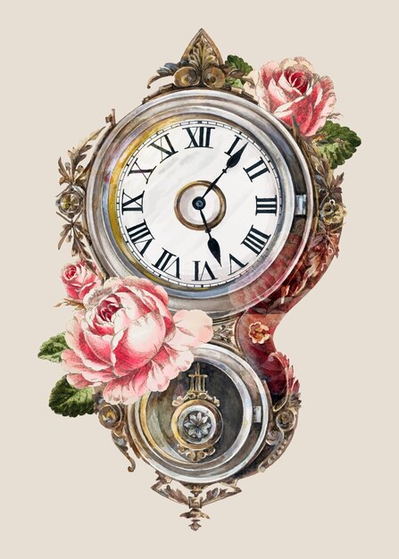 Illustrazione vettoriale di orologio da parete vintage, remixato dall'opera d'arte di Peter Connin