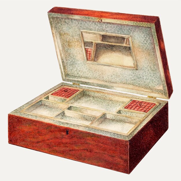 Illustrazione vettoriale di scatola da cucito vintage, remixata dall'opera d'arte di George V. Vezolles