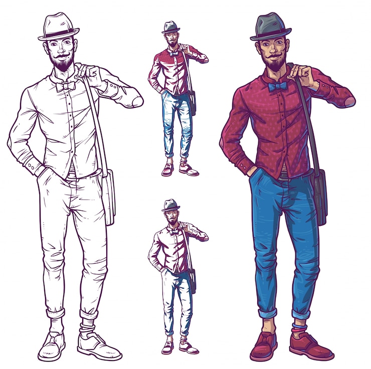 Vettore gratuito illustrazione vettoriale di un ragazzo alla moda
