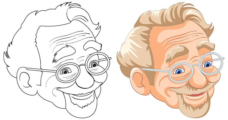 Vettore gratuito illustrazione vettoriale di un uomo anziano sorridente
