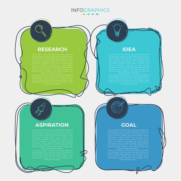 Illustrazione vettoriale Modello di progettazione infografica con icone e 4 opzioni o passaggi.