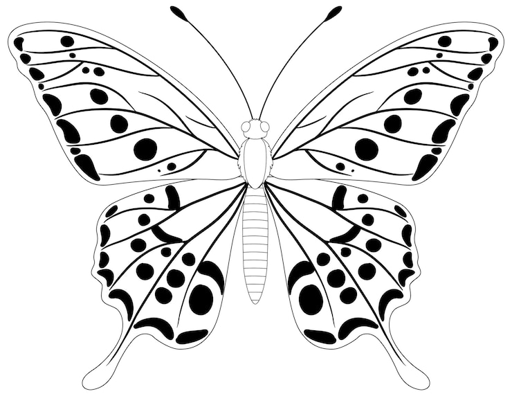 Vettore gratuito illustrazione vettoriale monocromatica di farfalle