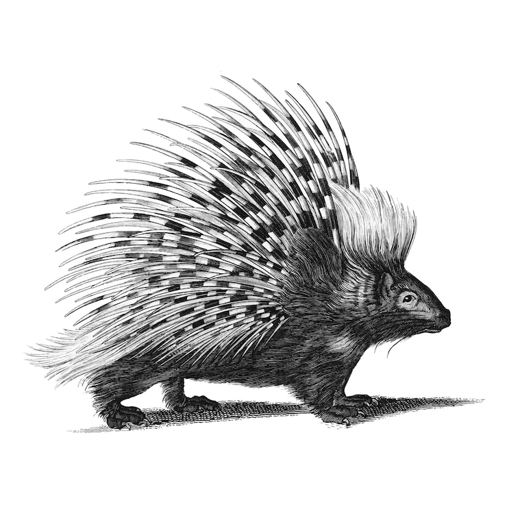 Vettore gratuito illustrazioni d'epoca del porcospino