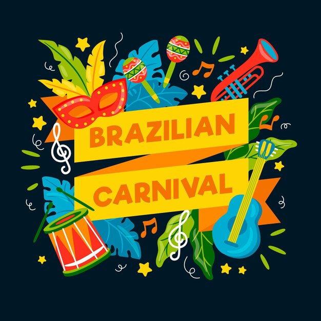 Illustrazioni di carnevale brasiliano disegnate a mano
