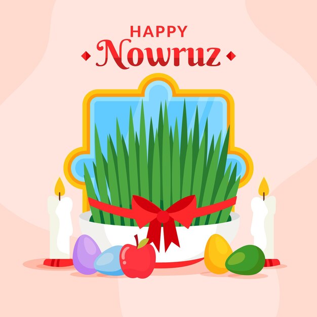 Illustrazioni piatte di nowruz felici