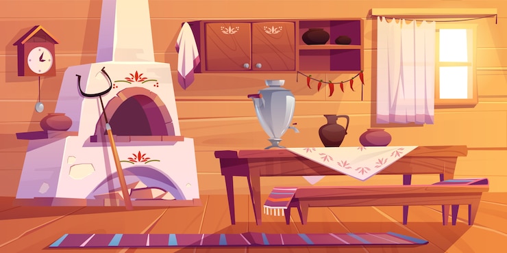 Vettore gratuito illustrception russo della stufa e della samovar