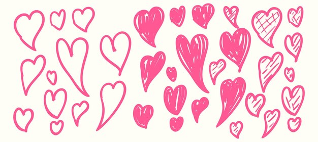 Impostare la raccolta di amore cuore romanticismo doodle arte illustrazione vettoriale